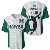 Hawaii Volleyball Baseball Jersey Hawaiian Kakau White Style - Wonder Print Shop