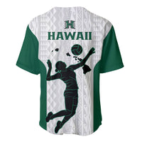 Hawaii Volleyball Baseball Jersey Hawaiian Kakau White Style - Wonder Print Shop