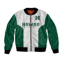 Hawaii Volleyball Bomber Jacket Hawaiian Kakau White Style - Wonder Print Shop