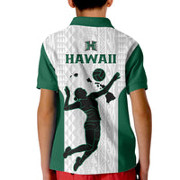 Hawaii Volleyball Polo Shirt for Kid Hawaiian Kakau White Style - Wonder Print Shop