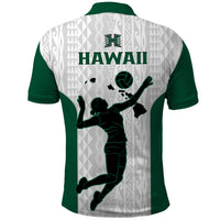Hawaii Volleyball Polo Shirt Hawaiian Kakau White Style - Wonder Print Shop