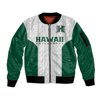 Hawaii Volleyball Sleeve Zip Bomber Jacket Hawaiian Kakau White Style - Wonder Print Shop