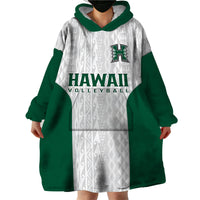 Hawaii Volleyball Wearable Blanket Hoodie Hawaiian Kakau White Style - Wonder Print Shop