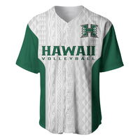 (Custom Text And Number) Hawaii Volleyball Baseball Jersey Hawaiian Kakau White Style - Wonder Print Shop