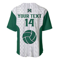 (Custom Text And Number) Hawaii Volleyball Baseball Jersey Hawaiian Kakau White Style - Wonder Print Shop