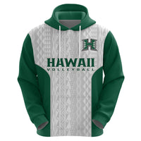 Custom Hawaii Volleyball Hoodie Hawaiian Kakau White Style - Wonder Print Shop
