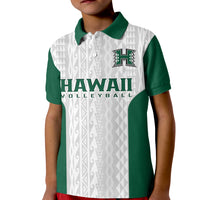 (Custom Text And Number) Hawaii Volleyball Polo Shirt for Kid Hawaiian Kakau White Style - Wonder Print Shop
