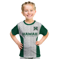 (Custom Text And Number) Hawaii Volleyball Kid T Shirt Hawaiian Kakau White Style - Wonder Print Shop