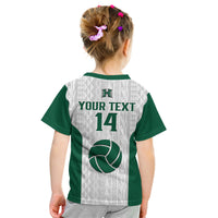 (Custom Text And Number) Hawaii Volleyball Kid T Shirt Hawaiian Kakau White Style - Wonder Print Shop