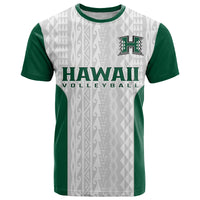 Custom Text And Number Hawaii VolleybT Shirt Hawaiian Kakau White Style - Wonder Print Shop