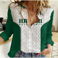 (Custom Text And Number) Hawaii Volleyball Women Casual Shirt Hawaiian Kakau White Style - Wonder Print Shop