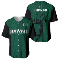 Hawaii Volleyball Baseball Jersey Hawaiian Kakau Green Style - Wonder Print Shop