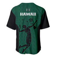 Hawaii Volleyball Baseball Jersey Hawaiian Kakau Green Style - Wonder Print Shop