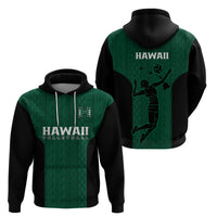 Hawaii Volleyball Hoodie Hawaiian Kakau Green Style - Wonder Print Shop