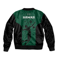 Hawaii Volleyball Sleeve Zip Bomber Jacket Hawaiian Kakau Green Style - Wonder Print Shop