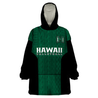 Hawaii Volleyball Wearable Blanket Hoodie Hawaiian Kakau Green Style - Wonder Print Shop