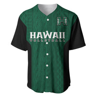 (Custom Text And Number) Hawaii Volleyball Baseball Jersey Hawaiian Kakau Green Style - Wonder Print Shop