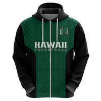 Custom Hawaii Volleyball Hoodie Hawaiian Kakau Green Style - Wonder Print Shop