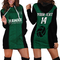 (Custom Text And Number) Hawaii Volleyball Hoodie Dress Hawaiian Kakau Green Style - Wonder Print Shop