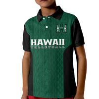 (Custom Text And Number) Hawaii Volleyball Polo Shirt for Kid Hawaiian Kakau Green Style - Wonder Print Shop