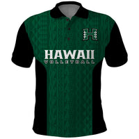 (Custom Text And Number) Hawaii Volleyball Polo Shirt Hawaiian Kakau Green Style - Wonder Print Shop