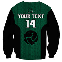 (Custom Text And Number) Hawaii Volleyball Sweatshirt Hawaiian Kakau Green Style - Wonder Print Shop