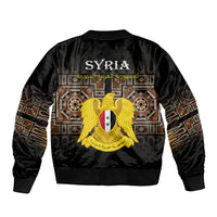 Syria Sleeve Zip Bomber Jacket Coat Of Arms Mix Syrian Mosaic - Wonder Print Shop