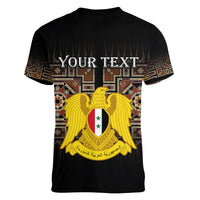 (Custom Personalised) Syria Women V Neck T Shirt Coat Of Arms Mix Syrian Mosaic - Wonder Print Shop