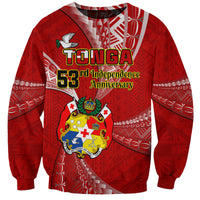 Tonga Sweatshirt Happy 53rd Independence Anniversary Tongan Pattern - Wonder Print Shop
