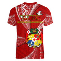 Tonga Women V Neck T Shirt Happy 53rd Independence Anniversary Tongan Pattern - Wonder Print Shop