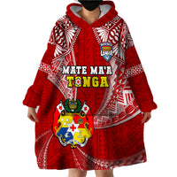 Tonga Rugby Wearable Blanket Hoodie Mate Maa Tonga Pacific Tongan Ngatu - Wonder Print Shop