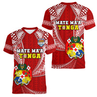 Tonga Rugby Women V Neck T Shirt Mate Maa Tonga Pacific Tongan Ngatu - Wonder Print Shop
