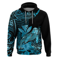 Custom Hawaii Monk Seal Hoodie Polynesian Kakau With Kanaka Turquoise - Wonder Print Shop