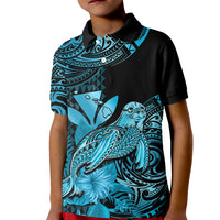 Custom Monk Seal Hawaii Polo Shirt for Kid Polynesian Kakau With Kanaka Turquoise - Wonder Print Shop