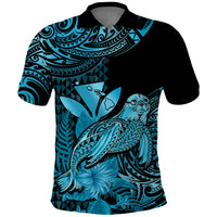 Custom Monk Seal Hawaii Polo Shirt Polynesian Kakau With Kanaka Turquoise - Wonder Print Shop