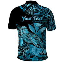 Custom Monk Seal Hawaii Polo Shirt Polynesian Kakau With Kanaka Turquoise - Wonder Print Shop