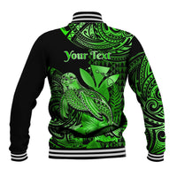 (Custom Personalised) Hawaii Monk Seal Baseball Jacket Polynesian Kakau With Kanaka Green - Wonder Print Shop
