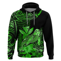 Custom Hawaii Monk Seal Hoodie Polynesian Kakau With Kanaka Green - Wonder Print Shop