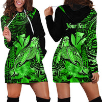 (Custom Personalised) Hawaii Monk Seal Hoodie Dress Polynesian Kakau With Kanaka Green - Wonder Print Shop