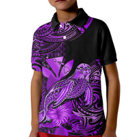 Custom Monk Seal Hawaii Polo Shirt for Kid Polynesian Kakau With Kanaka Purple - Wonder Print Shop