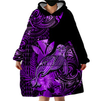 (Custom Personalised) Hawaii Monk Seal Wearable Blanket Hoodie Polynesian Kakau With Kanaka Purple - Wonder Print Shop