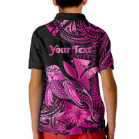 Custom Monk Seal Hawaii Polo Shirt for Kid Polynesian Kakau With Kanaka Pink - Wonder Print Shop