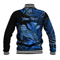 (Custom Personalised) Hawaii Monk Seal Baseball Jacket Polynesian Kakau With Kanaka Blue - Wonder Print Shop