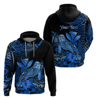 Custom Hawaii Monk Seal Hoodie Polynesian Kakau With Kanaka Blue - Wonder Print Shop