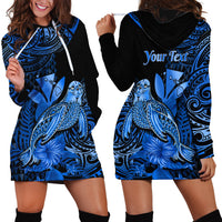 (Custom Personalised) Hawaii Monk Seal Hoodie Dress Polynesian Kakau With Kanaka Blue - Wonder Print Shop