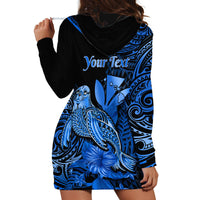 (Custom Personalised) Hawaii Monk Seal Hoodie Dress Polynesian Kakau With Kanaka Blue - Wonder Print Shop