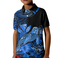 Custom Monk Seal Hawaii Polo Shirt for Kid Polynesian Kakau With Kanaka Blue - Wonder Print Shop