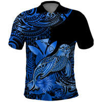 Custom Monk Seal Hawaii Polo Shirt Polynesian Kakau With Kanaka Blue - Wonder Print Shop