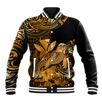 (Custom Personalised) Hawaii Monk Seal Baseball Jacket Polynesian Kakau With Kanaka Gold - Wonder Print Shop