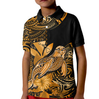 Custom Monk Seal Hawaii Polo Shirt for Kid Polynesian Kakau With Kanaka Gold - Wonder Print Shop